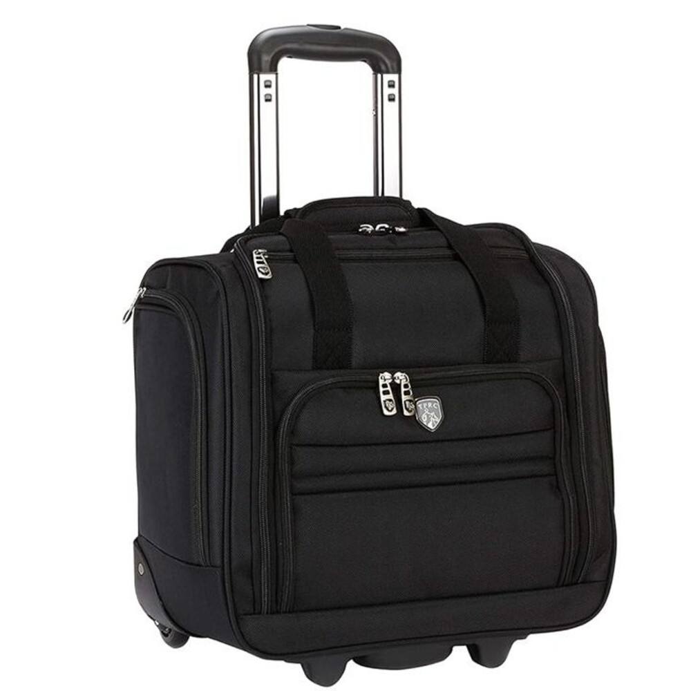 Travelers Club 16-Inch Rolling Underseat Carry-On Luggage, Black, EUC